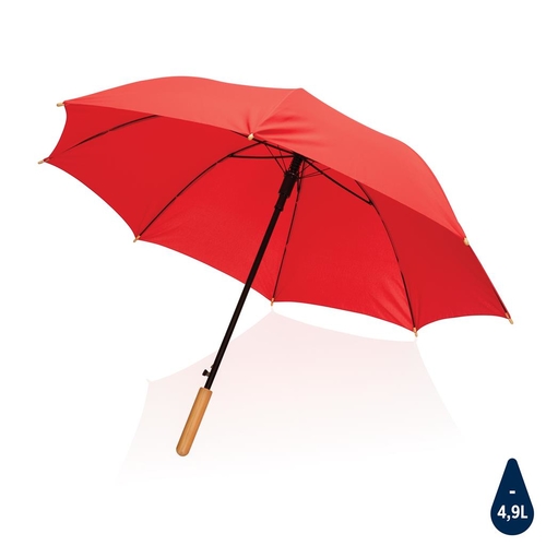 XD Collection 23"-es Impact AWARE™ RPET félautomata bambusz esernyő 190T, piros